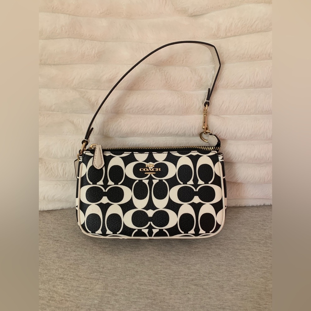 Coach mini black and white monogram shoulder bag